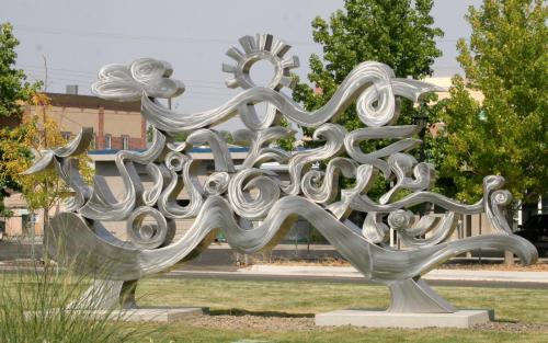 "Under the Sun and Dreaming"Meridian ID. Stainless steel 17 fee tall 
