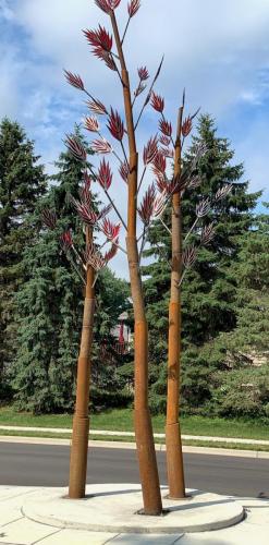 Minnesota NativesFour groupings of Mild and Stainless steel and Acrylic 25’ X 14’ X 14’Eden Prairie, Minnesota.